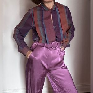 NWT Italian KONTATTO rad purple shiny trousers with matching belt. Size medium.